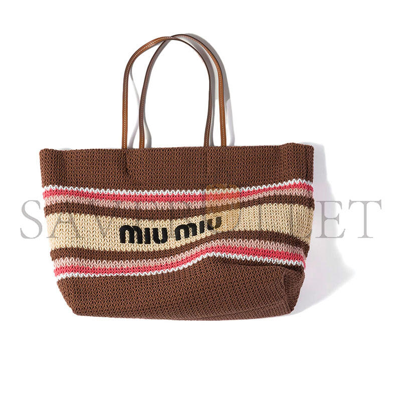 MIU MIU RAFFIA-EFFECT WOVEN TOTE BAG 5BG228 (40*34*16cm)